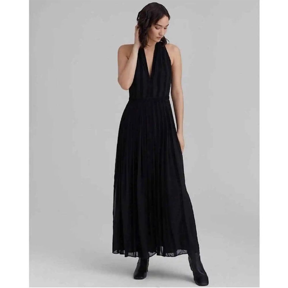 CLUB MONACO Black Caviar Silk Blend Textured
Zigzag Maxi Dress size 6